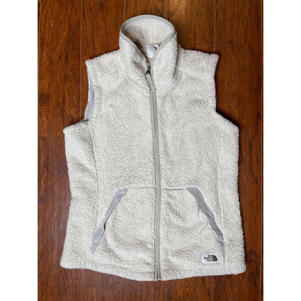 The North Face Women's Sherpa Full Zip Up Vest Sz Medium Off White